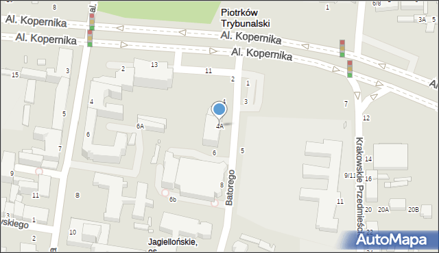 Piotrków Trybunalski, Stefana Batorego, 4A, mapa Piotrków Trybunalski