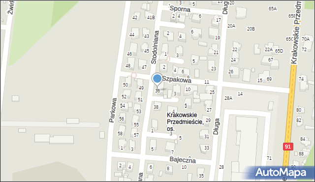 Piotrków Trybunalski, Stodolniana, 36, mapa Piotrków Trybunalski