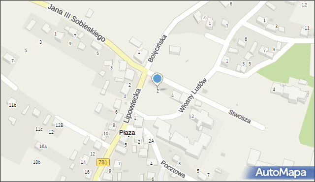 Płaza, Stwosza Wita, 2, mapa Płaza