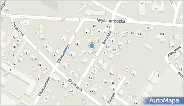 Płock, Stefana Batorego, 3, mapa Płock
