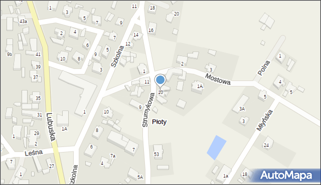 Płoty, Strumykowa, 10, mapa Płoty