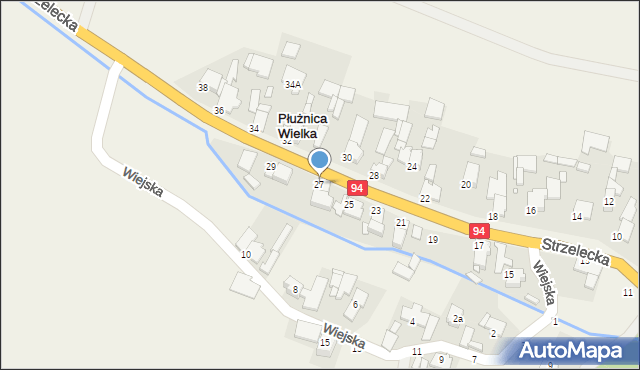 Płużnica Wielka, Strzelecka, 27, mapa Płużnica Wielka