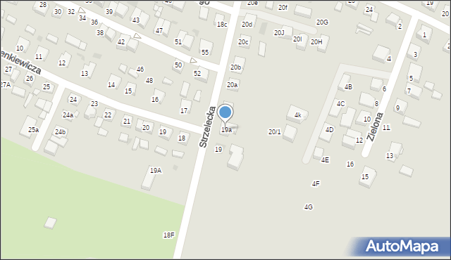 Pniewy, Strzelecka, 19a, mapa Pniewy