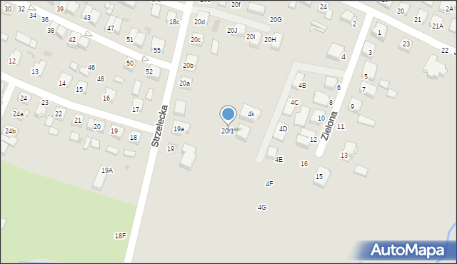 Pniewy, Strzelecka, 20/1, mapa Pniewy