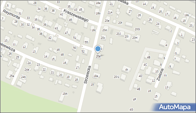 Pniewy, Strzelecka, 20a, mapa Pniewy