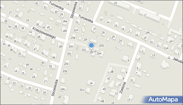 Pniewy, Strzelecka, 20I, mapa Pniewy