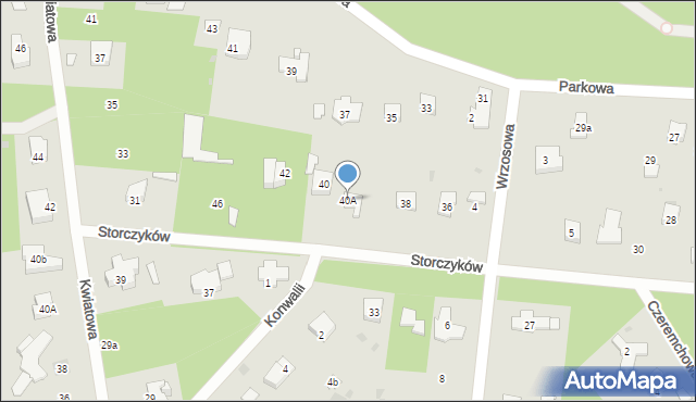 Podkowa Leśna, Storczyków, 40A, mapa Podkowa Leśna