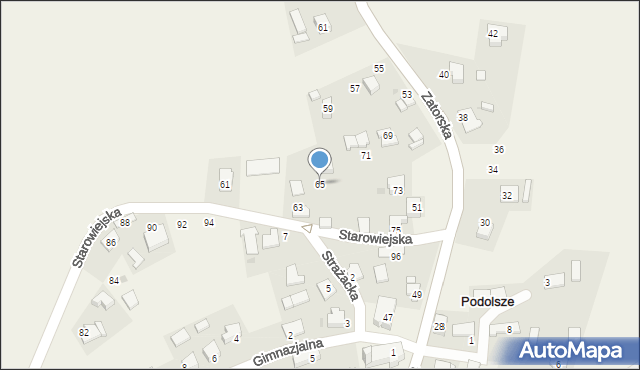 Podolsze, Starowiejska, 65, mapa Podolsze