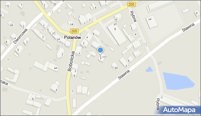 Polanów, Stawna, 1, mapa Polanów