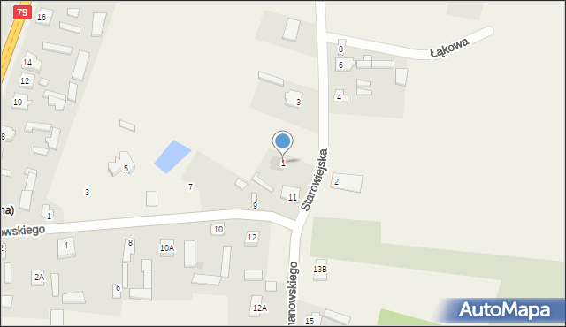 Policzna, Starowiejska, 1, mapa Policzna