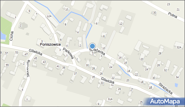Poniszowice, Strażacka, 1, mapa Poniszowice