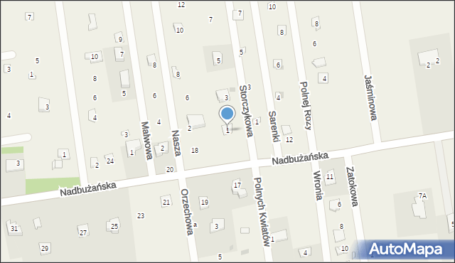 Popowo-Parcele, Storczykowa, 1, mapa Popowo-Parcele