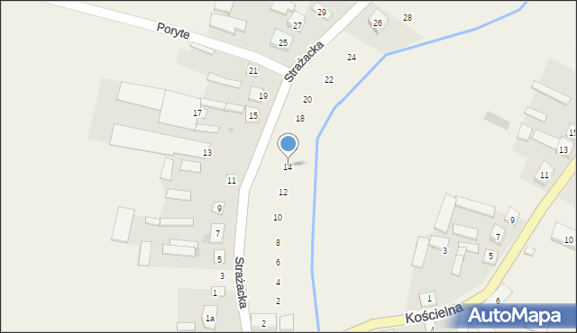 Poryte, Strażacka, 14, mapa Poryte