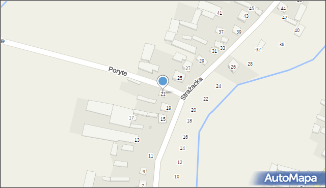 Poryte, Strażacka, 21, mapa Poryte