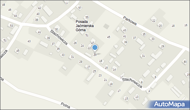 Posada Jaćmierska, Stachowicza Józefa, 20, mapa Posada Jaćmierska