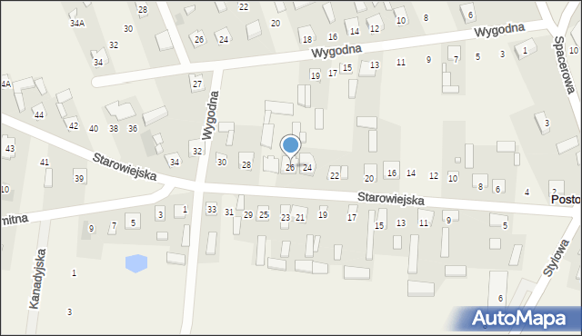 Postoliska, Starowiejska, 26a, mapa Postoliska
