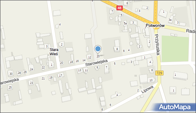 Potworów, Starowiejska, 10, mapa Potworów