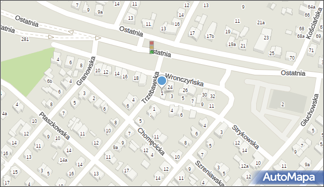 Poznań, Strykowska, 1, mapa Poznania