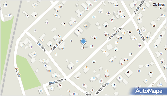 Poznań, Starkowska, 9, mapa Poznania