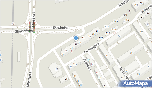 Poznań, Starowiejska, 1d, mapa Poznania