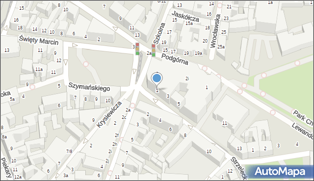 Poznań, Strzelecka, 1, mapa Poznania