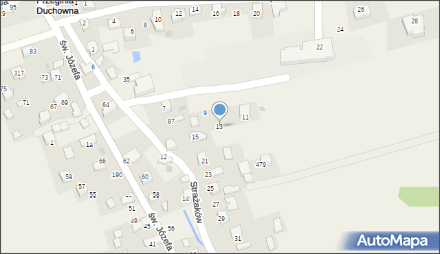 Przeginia Duchowna, Strażaków, 13, mapa Przeginia Duchowna