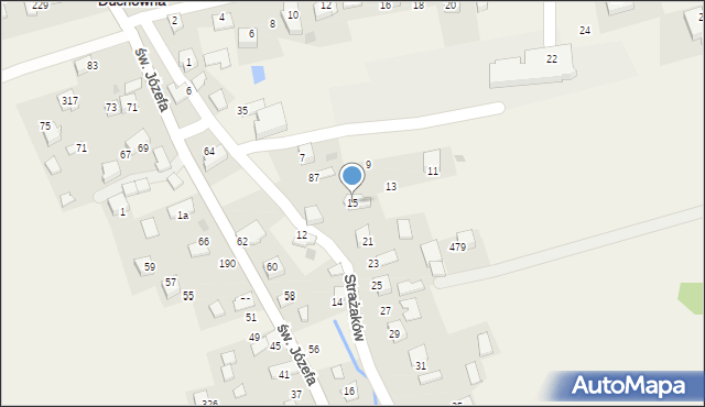 Przeginia Duchowna, Strażaków, 15, mapa Przeginia Duchowna