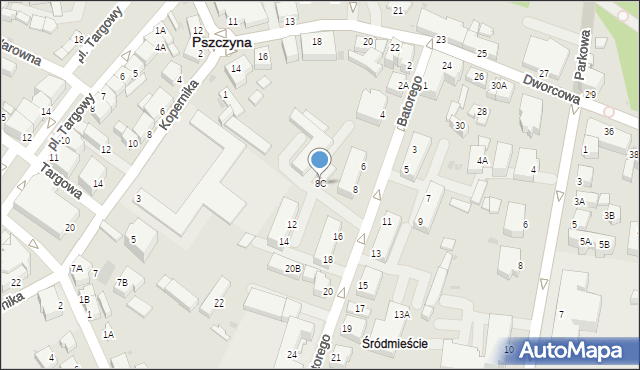 Pszczyna, Stefana Batorego, 8C, mapa Pszczyny