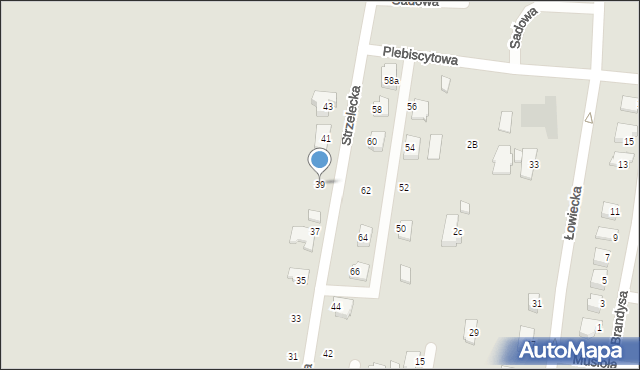 Pszczyna, Strzelecka, 39, mapa Pszczyny