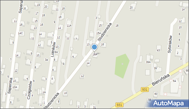 Pszczyna, Studzienicka, 14A, mapa Pszczyny