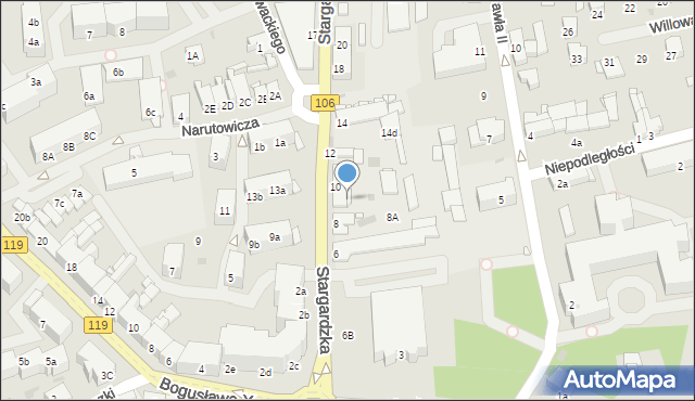 Pyrzyce, Stargardzka, 10a, mapa Pyrzyce