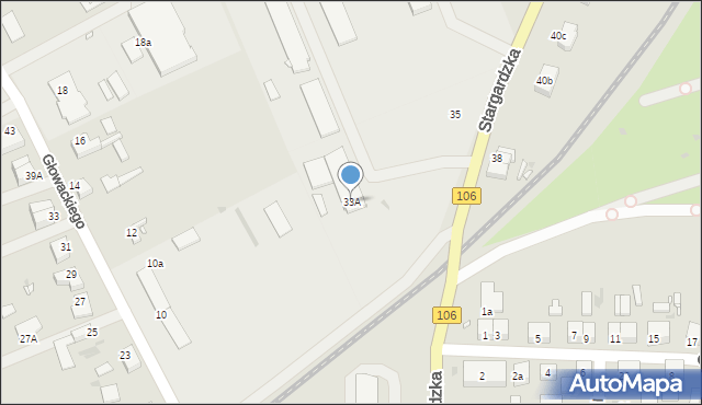 Pyrzyce, Stargardzka, 33A, mapa Pyrzyce