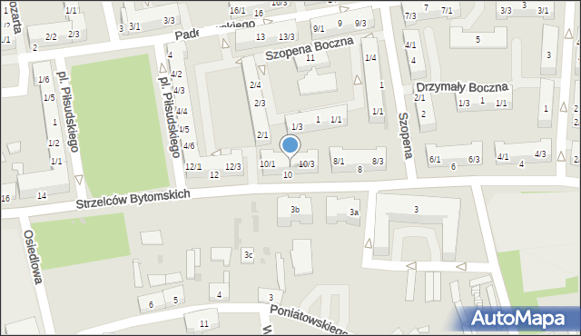 Pyskowice, Strzelców Bytomskich, 10/2, mapa Pyskowice