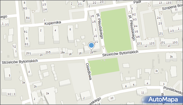 Pyskowice, Strzelców Bytomskich, 14, mapa Pyskowice