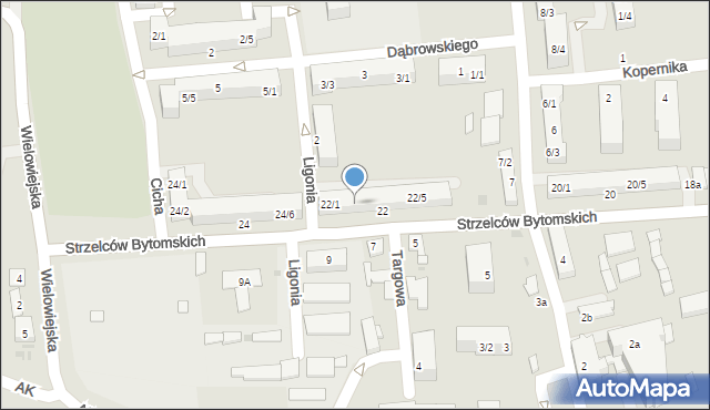 Pyskowice, Strzelców Bytomskich, 22/2, mapa Pyskowice