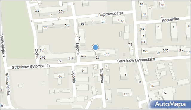 Pyskowice, Strzelców Bytomskich, 22/3, mapa Pyskowice