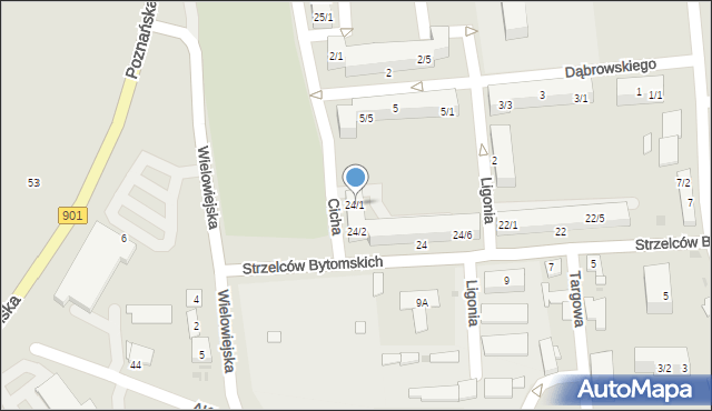 Pyskowice, Strzelców Bytomskich, 24/1, mapa Pyskowice