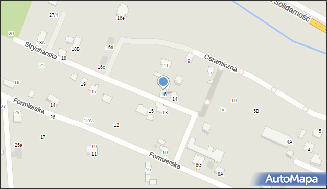 Radom, Strycharska, 16, mapa Radomia