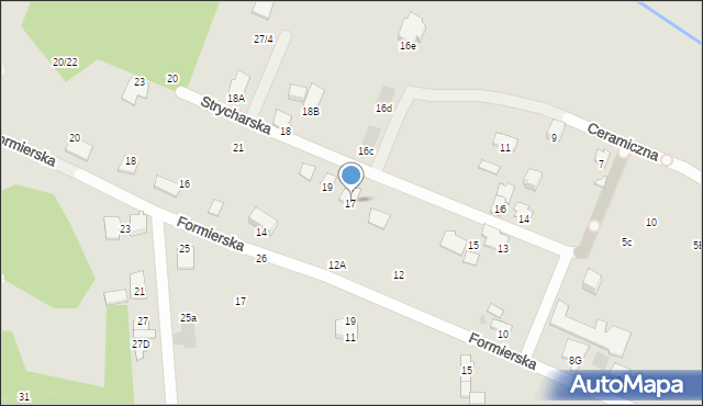 Radom, Strycharska, 17, mapa Radomia
