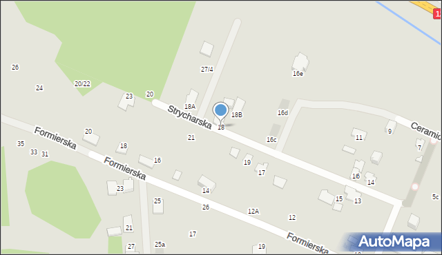 Radom, Strycharska, 18, mapa Radomia