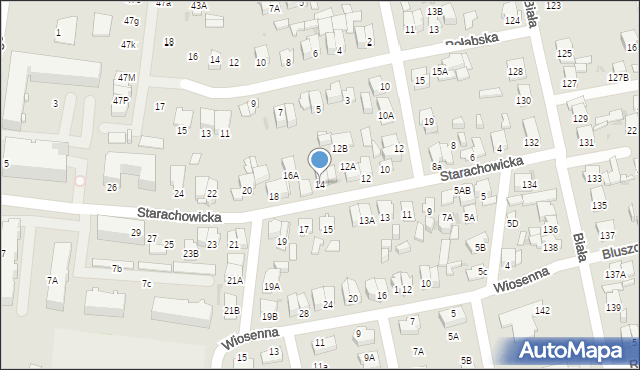 Radom, Starachowicka, 14, mapa Radomia