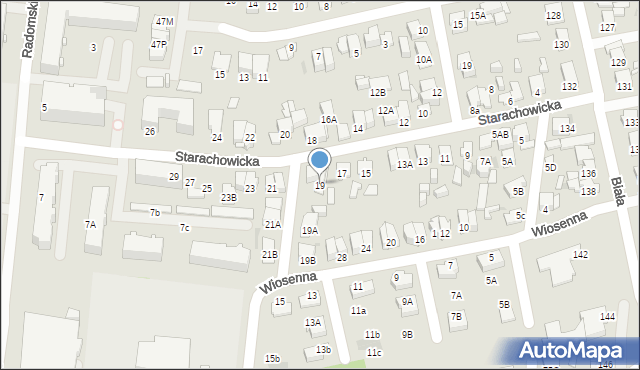 Radom, Starachowicka, 19, mapa Radomia
