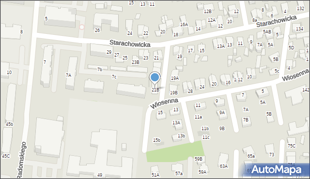 Radom, Starachowicka, 21B, mapa Radomia
