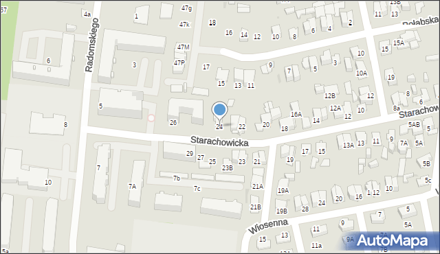 Radom, Starachowicka, 24, mapa Radomia