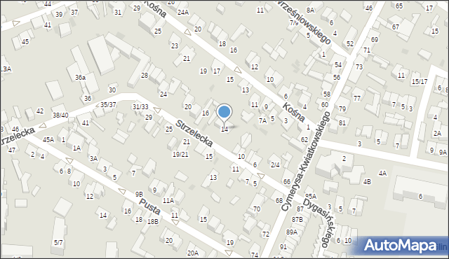 Radom, Strzelecka, 14, mapa Radomia
