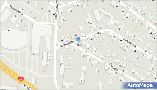 Radom, Strzelecka, 45A, mapa Radomia