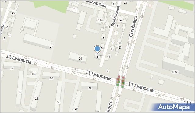 Radom, Starowolska, 3, mapa Radomia