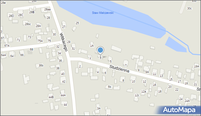 Radom, Studzienna, 3, mapa Radomia
