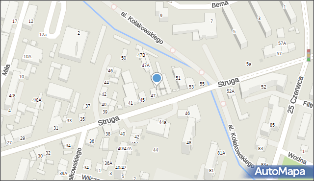 Radom, Struga Andrzeja, 49, mapa Radomia