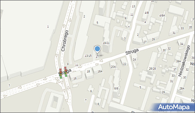 Radom, Struga Andrzeja, 17, mapa Radomia